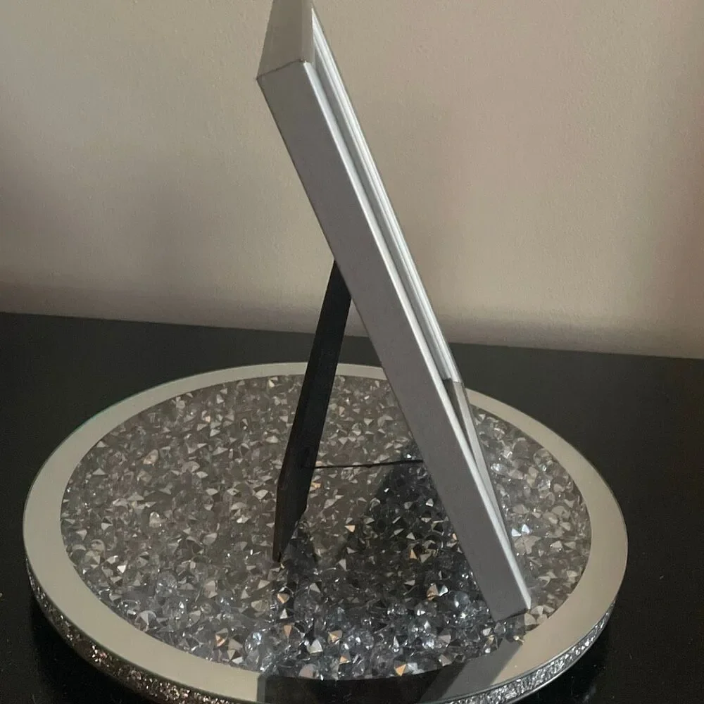 Simple silver metal picture frame standing and wall mountable 8x10 inches